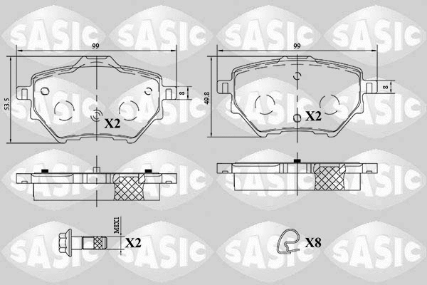 6210076 SASIC Комплект тормозных колодок, дисковый тормоз (фото 1)