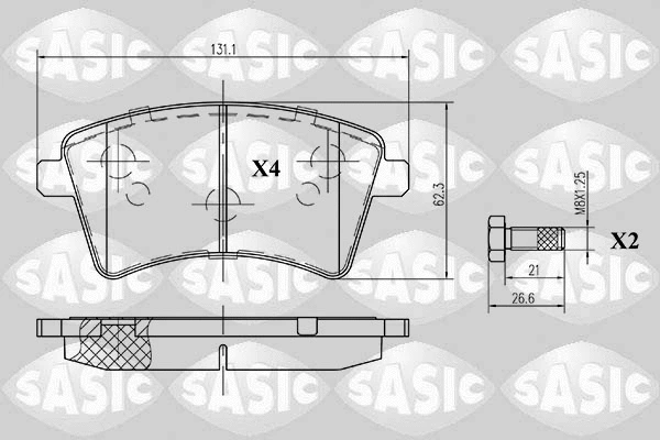 6214016 SASIC Комплект тормозных колодок, дисковый тормоз (фото 1)