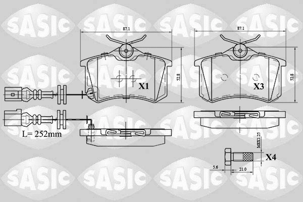 6216077 SASIC Комплект тормозных колодок, дисковый тормоз (фото 1)