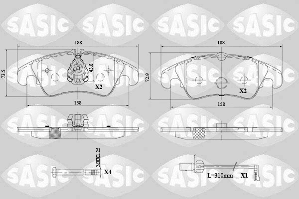 6216103 SASIC Комплект тормозных колодок, дисковый тормоз (фото 1)