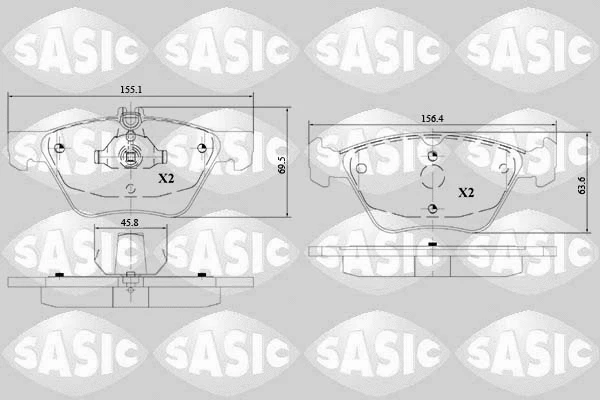 6216149 SASIC Комплект тормозных колодок, дисковый тормоз (фото 1)