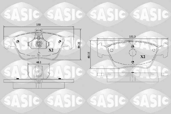 6216151 SASIC Комплект тормозных колодок, дисковый тормоз (фото 1)