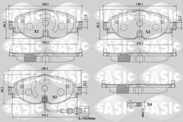 6216154 SASIC Комплект тормозных колодок, дисковый тормоз (фото 1)