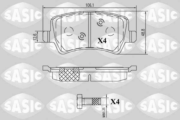 6216160 SASIC Комплект тормозных колодок, дисковый тормоз (фото 1)