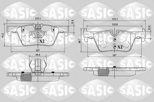 6216161 SASIC Комплект тормозных колодок, дисковый тормоз (фото 1)