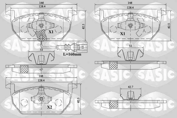 6216164 SASIC Комплект тормозных колодок, дисковый тормоз (фото 1)