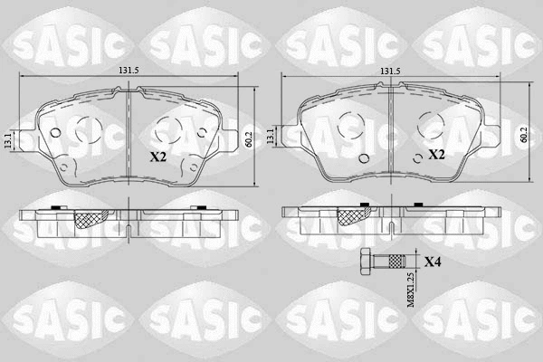 6216180 SASIC Комплект тормозных колодок, дисковый тормоз (фото 1)