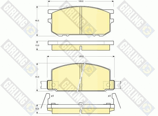 6102109 GIRLING Комплект тормозных колодок, дисковый тормоз (фото 1)