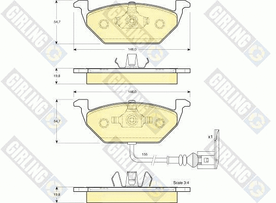 6113865 GIRLING Комплект тормозных колодок, дисковый тормоз (фото 1)