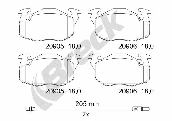 20905 00 702 10 BRECK Комплект тормозных колодок, дисковый тормоз (фото 1)