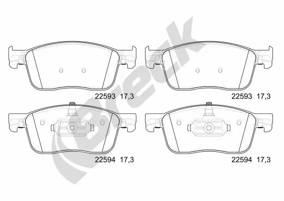 22593 00 703 00 BRECK Комплект тормозных колодок, дисковый тормоз (фото 1)