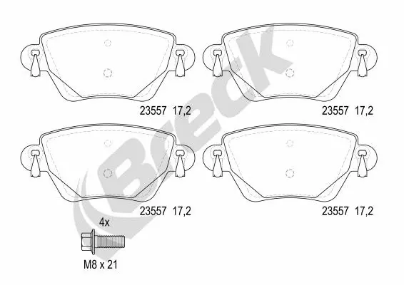 23557 00 704 10 BRECK Комплект тормозных колодок, дисковый тормоз (фото 1)
