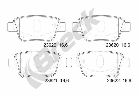 23620 00 702 10 BRECK Комплект тормозных колодок, дисковый тормоз (фото 1)