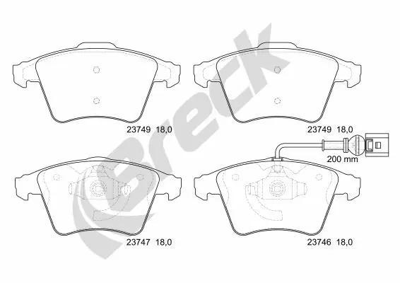 23746 00 703 10 BRECK Комплект тормозных колодок, дисковый тормоз (фото 1)