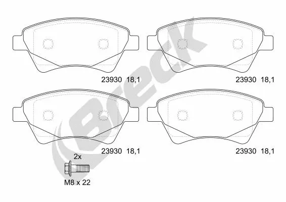 23930 00 702 00 BRECK Комплект тормозных колодок, дисковый тормоз (фото 1)