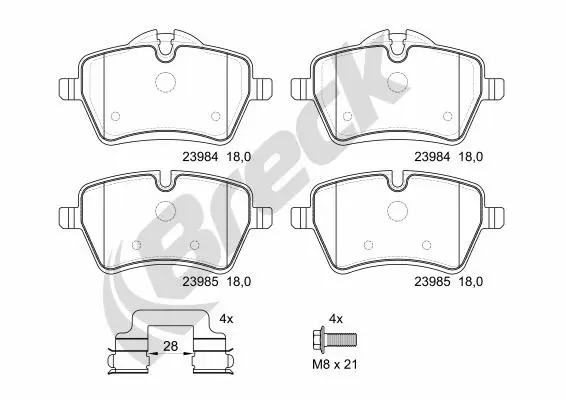 23984 00 701 00 BRECK Комплект тормозных колодок, дисковый тормоз (фото 1)