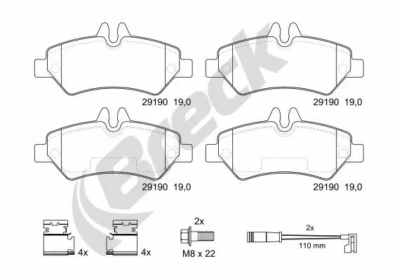 29190 00 703 10 BRECK Комплект тормозных колодок, дисковый тормоз (фото 1)