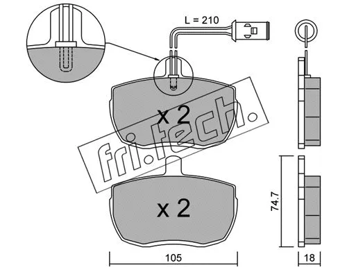 018.2 FRI.TECH. Комплект тормозных колодок, дисковый тормоз (фото 1)