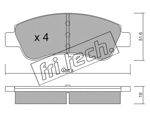 336.0 FRI.TECH. Комплект тормозных колодок, дисковый тормоз (фото 1)