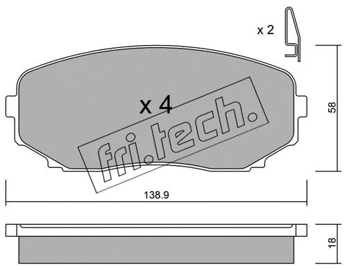 889.0 FRI.TECH. Комплект тормозных колодок, дисковый тормоз (фото 1)
