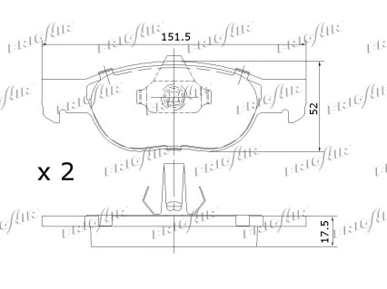 PD04.523 FRIGAIR Комплект тормозных колодок, дисковый тормоз (фото 2)