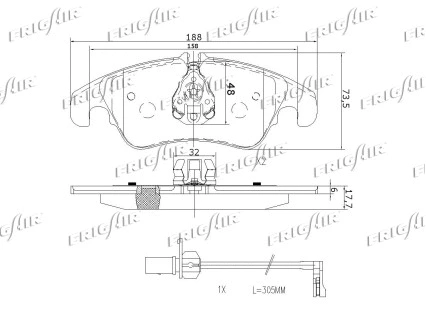 PD10.508 FRIGAIR Комплект тормозных колодок, дисковый тормоз (фото 3)