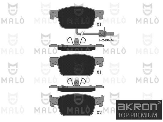 1051376 AKRON-MALÒ Комплект тормозных колодок, дисковый тормоз (фото 1)