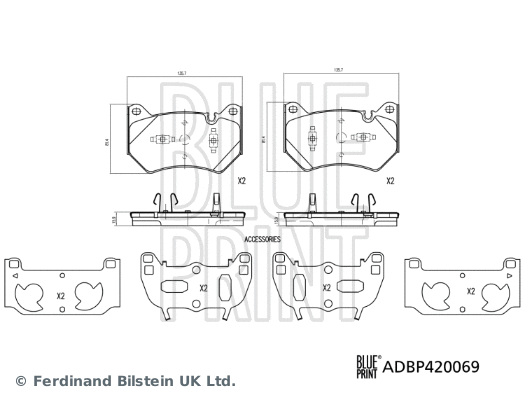 ADBP420069 BLUE PRINT Комплект тормозных колодок, дисковый тормоз (фото 2)