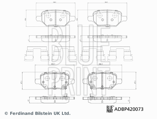 ADBP420073 BLUE PRINT Комплект тормозных колодок, дисковый тормоз (фото 1)