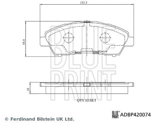 ADBP420074 BLUE PRINT Комплект тормозных колодок, дисковый тормоз (фото 1)