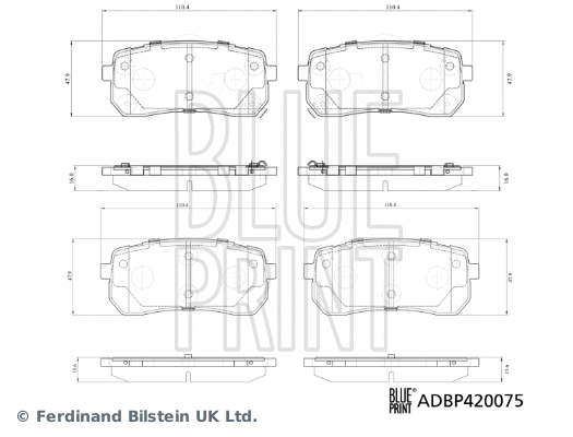 ADBP420075 BLUE PRINT Комплект тормозных колодок, дисковый тормоз (фото 2)