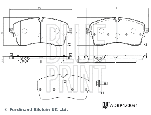 ADBP420091 BLUE PRINT Комплект тормозных колодок, дисковый тормоз (фото 1)