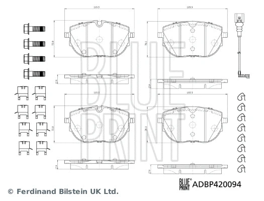 ADBP420094 BLUE PRINT Комплект тормозных колодок, дисковый тормоз (фото 1)