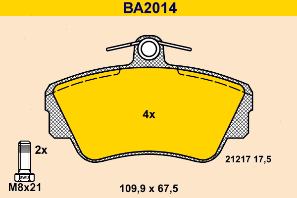 BA2014 BARUM Комплект тормозных колодок, дисковый тормоз (фото 1)