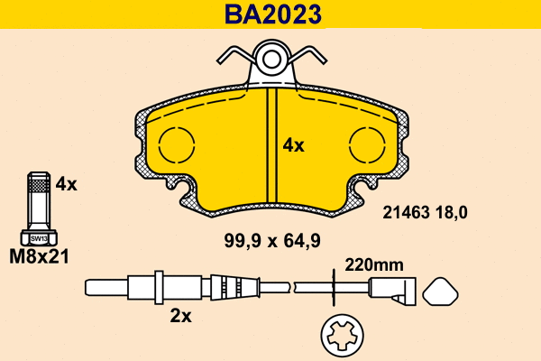 BA2023 BARUM Комплект тормозных колодок, дисковый тормоз (фото 1)