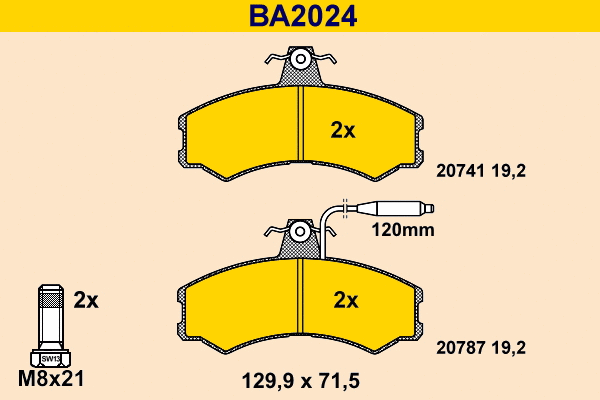 BA2024 BARUM Комплект тормозных колодок, дисковый тормоз (фото 1)