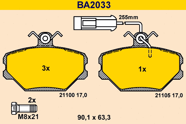 BA2033 BARUM Комплект тормозных колодок, дисковый тормоз (фото 1)