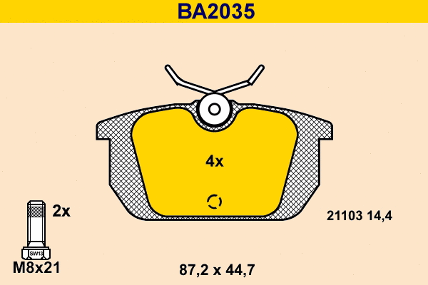 BA2035 BARUM Комплект тормозных колодок, дисковый тормоз (фото 1)