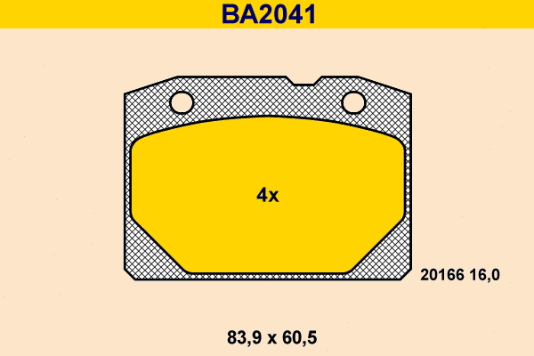 BA2041 BARUM Комплект тормозных колодок, дисковый тормоз (фото 1)