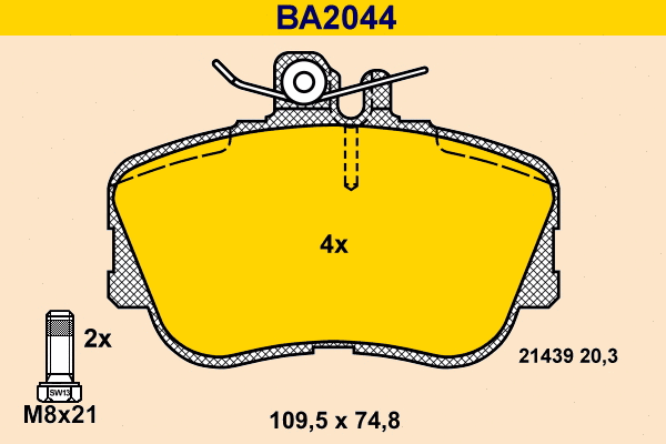 BA2044 BARUM Комплект тормозных колодок, дисковый тормоз (фото 1)