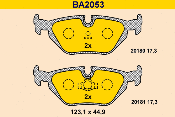 BA2053 BARUM Комплект тормозных колодок, дисковый тормоз (фото 1)