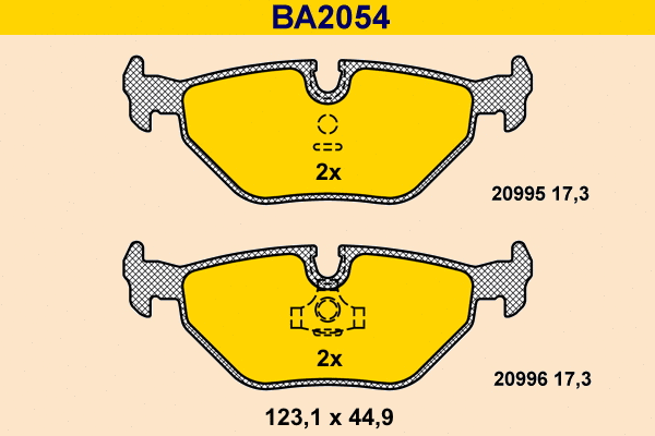 BA2054 BARUM Комплект тормозных колодок, дисковый тормоз (фото 1)