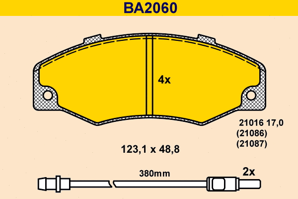 BA2060 BARUM Комплект тормозных колодок, дисковый тормоз (фото 1)