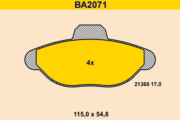 BA2071 BARUM Комплект тормозных колодок, дисковый тормоз (фото 1)