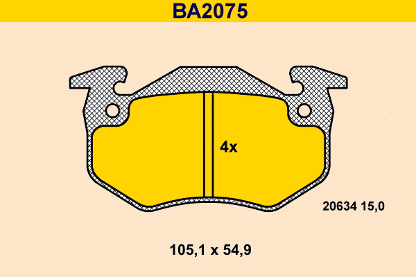 BA2075 BARUM Комплект тормозных колодок, дисковый тормоз (фото 1)