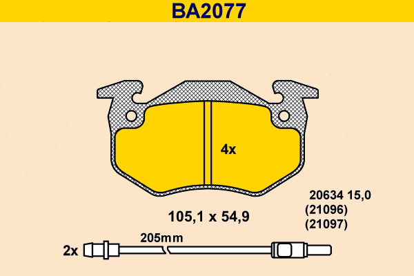 BA2077 BARUM Комплект тормозных колодок, дисковый тормоз (фото 1)