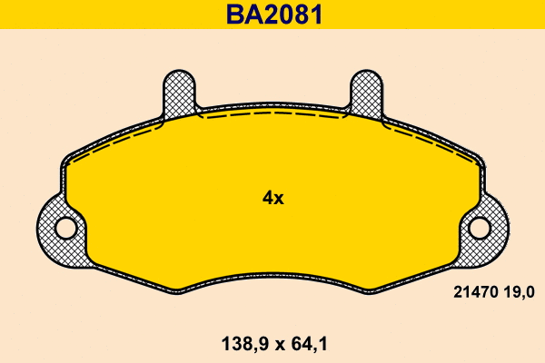 BA2081 BARUM Комплект тормозных колодок, дисковый тормоз (фото 1)