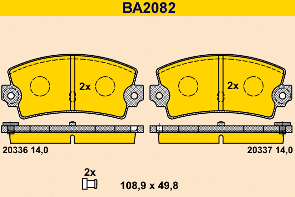 BA2082 BARUM Комплект тормозных колодок, дисковый тормоз (фото 1)