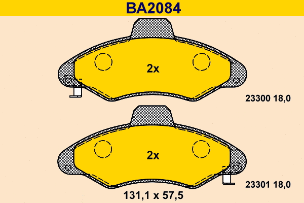 BA2084 BARUM Комплект тормозных колодок, дисковый тормоз (фото 1)