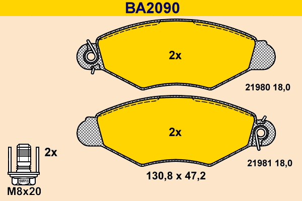 BA2090 BARUM Комплект тормозных колодок, дисковый тормоз (фото 1)